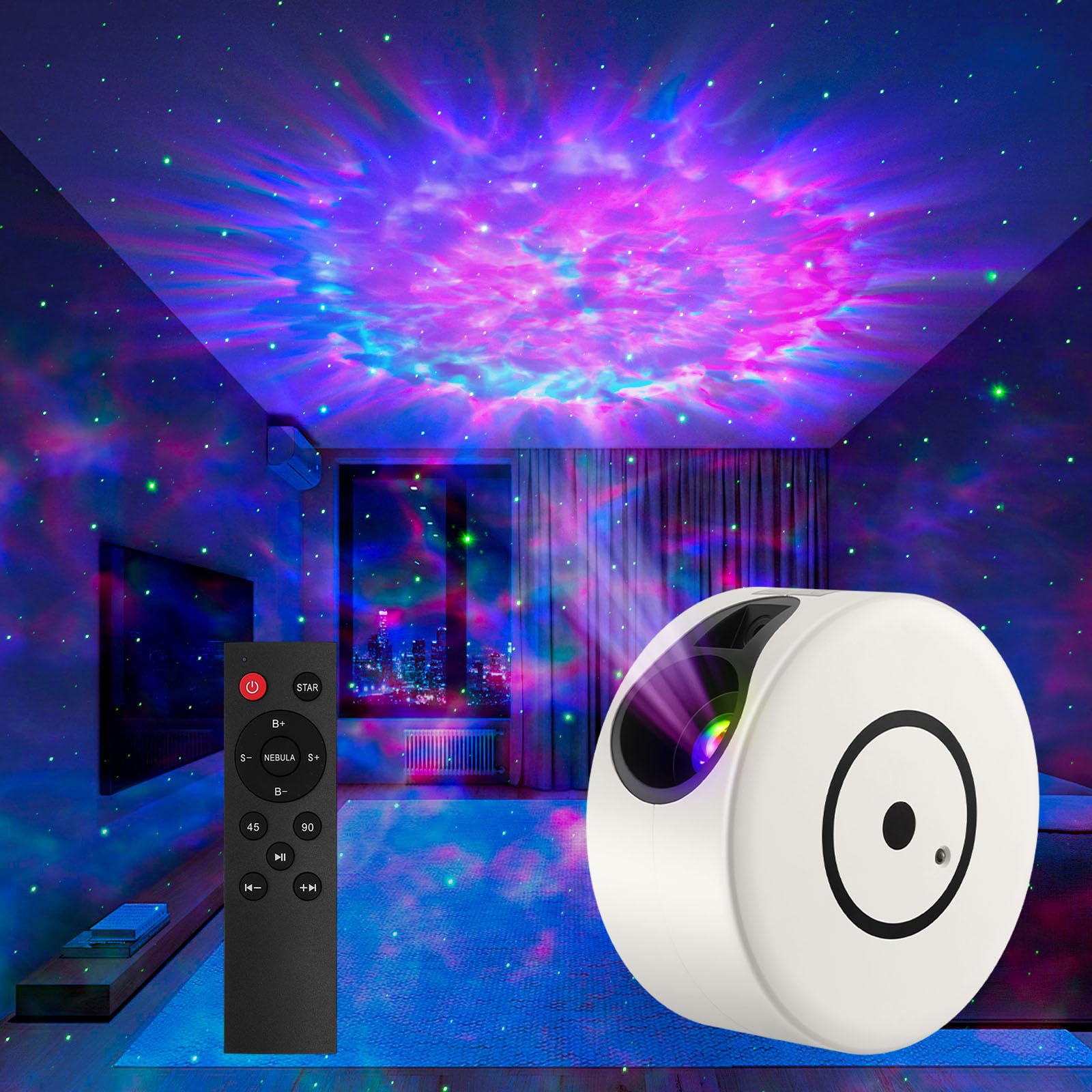 Galaxy Light Projector, Star Projector with Bluetooth Speaker, Star Night Light Projector with Timer and Remote, Room Decor, for Christmas, Birthdays, Gifts for Adults, Teens