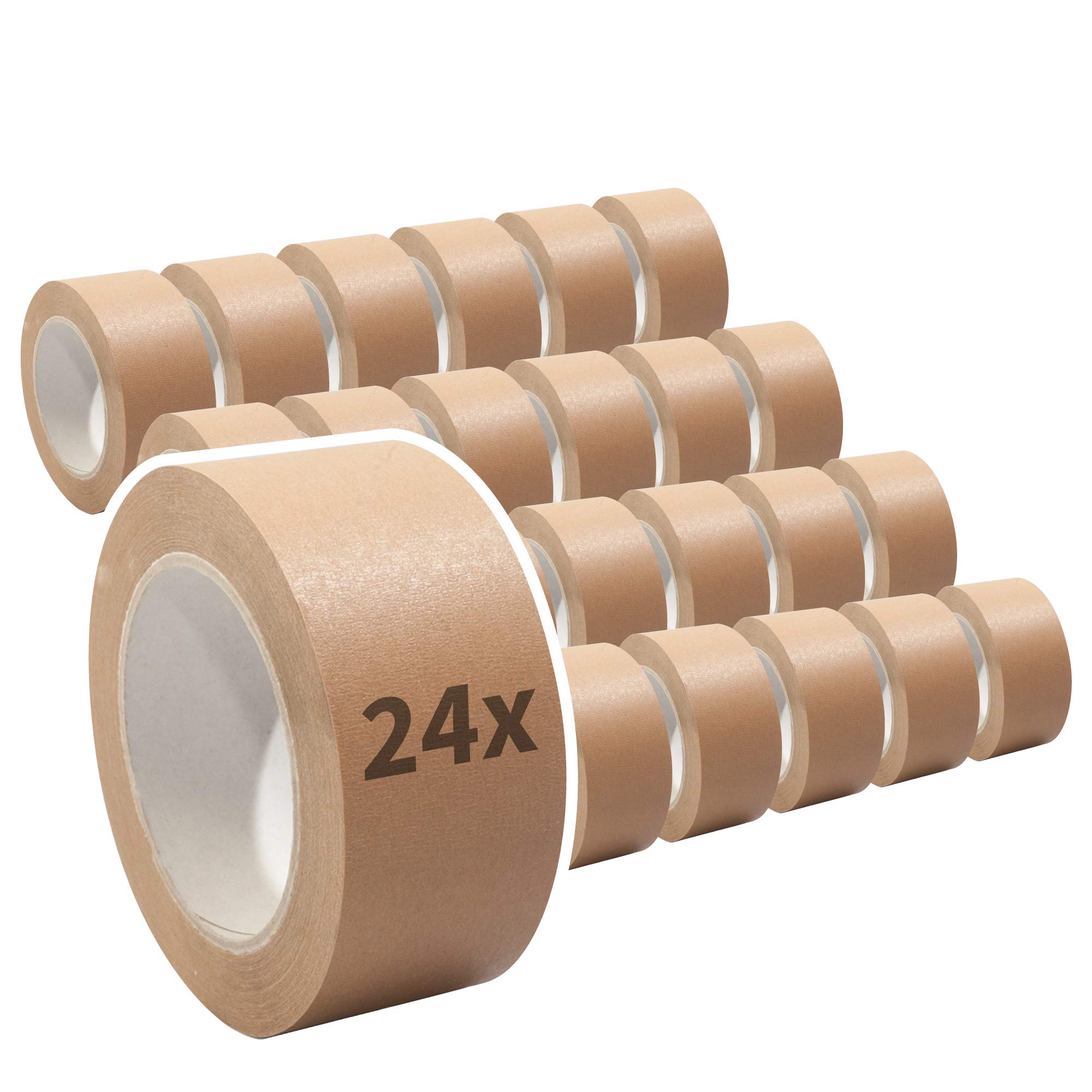 selmundo Papierklebeband | Papierpackband | Papierband | Papier Klebeband | 50mm x 50m, braun, Menge:24