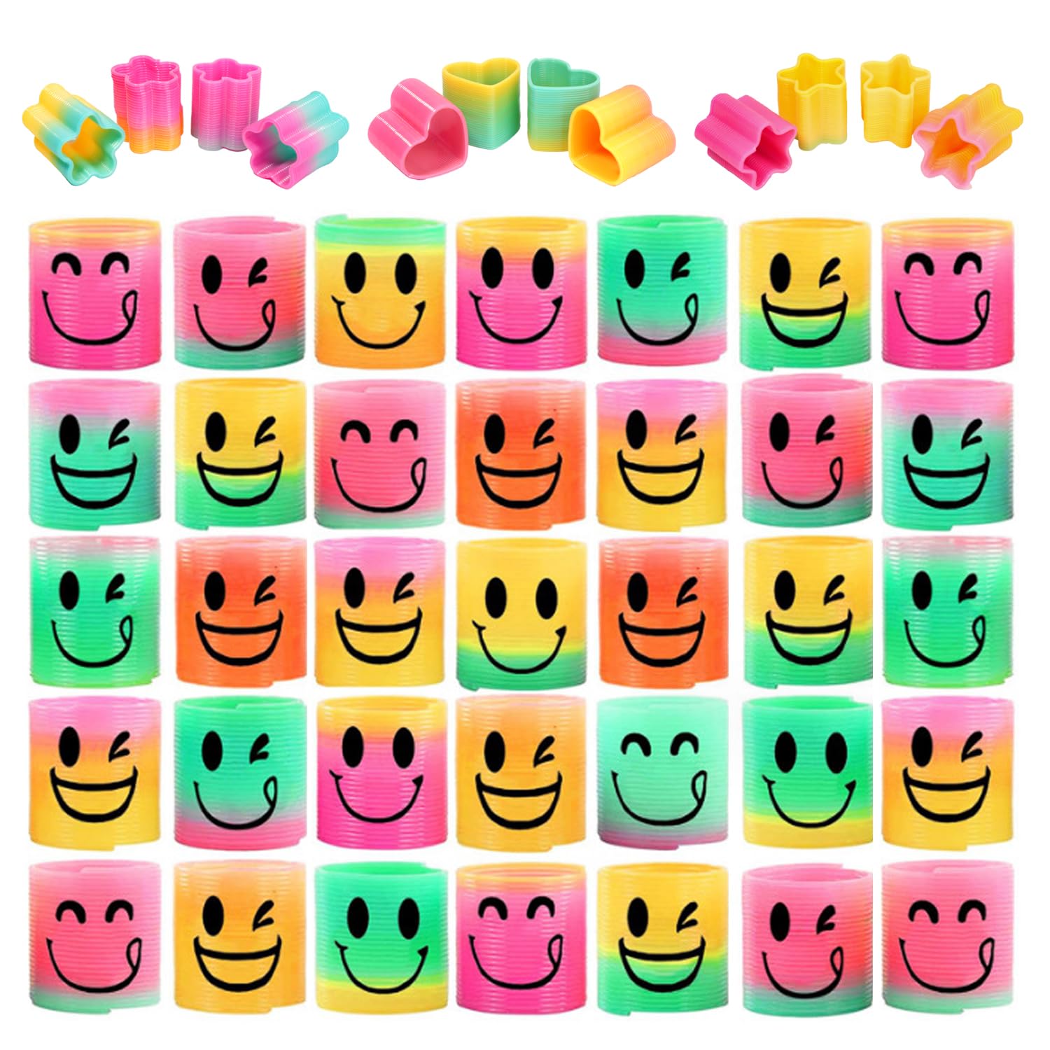 VOSHOME 50 PCS Juguetes de Resorte Arcoíris, Juguetes Sensoriales Elásticos, Juguete de Primavera, Mini Juguete Infantiles para Cumpleaños Regalos Fiestas, Rellenar Bolsas Fiesta, Regalos Navideños