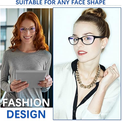 Miniatura 6 de COJWIS Paquete de 5 lentes de lectura para mujer, bloqueo de luz azul, lectores de computadora con bisagra de resorte antifatiga ocular