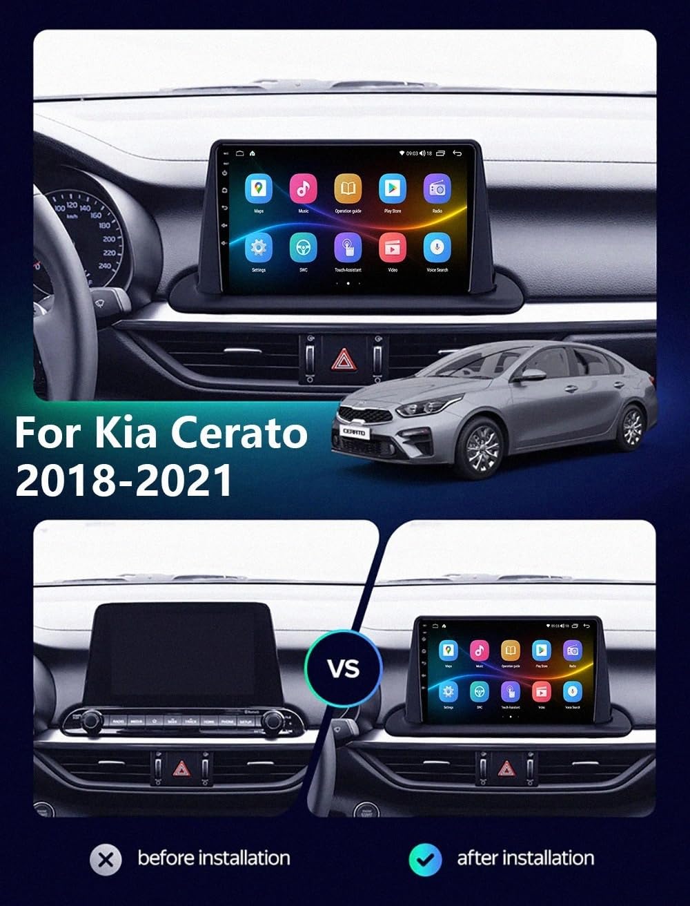 Ekran Carplay dla Suzuki Baleno 2016-2019 Z Bluetooth, Fm I Aux; Obsługa Mirror Link, Nawigacji Gps Oraz Sterowania Głosowego, 8 Rdzeń 4G+64G