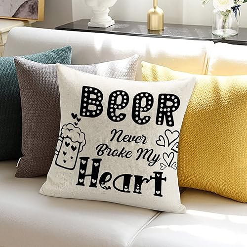 Miniatura 4 de Beer Never Broke My Heart - Funda de almohada romántica para el día de San Valentín boda compromiso aniversario decoración del hogar dormitorio sala