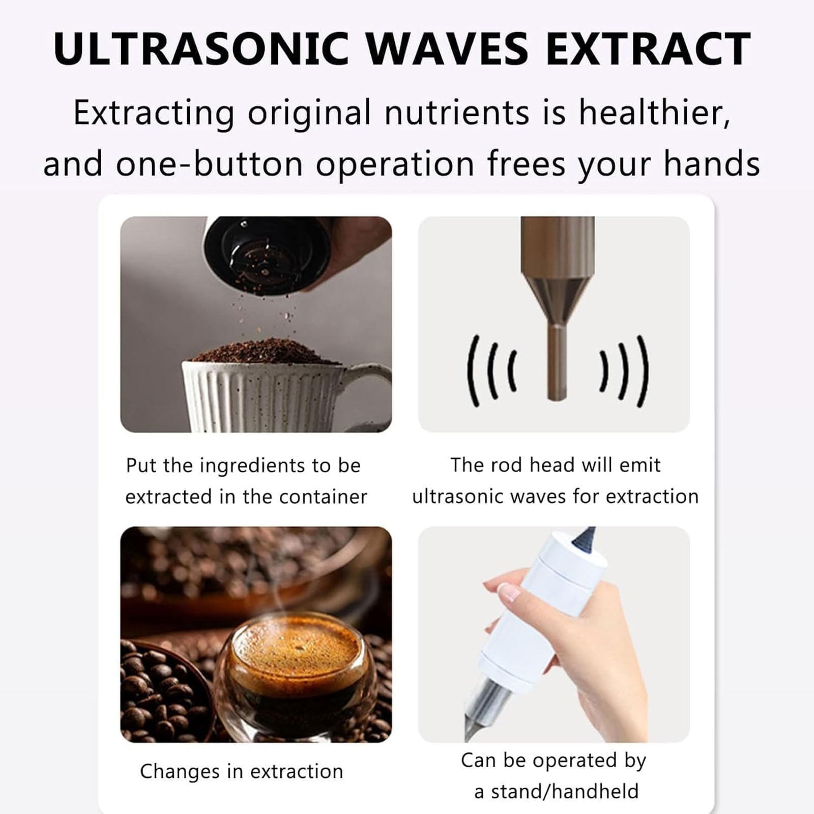 Ultraschall-Homogenisator, 40 kHz, für Kaffee und Tee, Labor-Schallgerät-Prozessor-Mixer mit einstellbarem Höhenstand/Handheld, effizienter Zelldisruptor für Probenvorbereitung