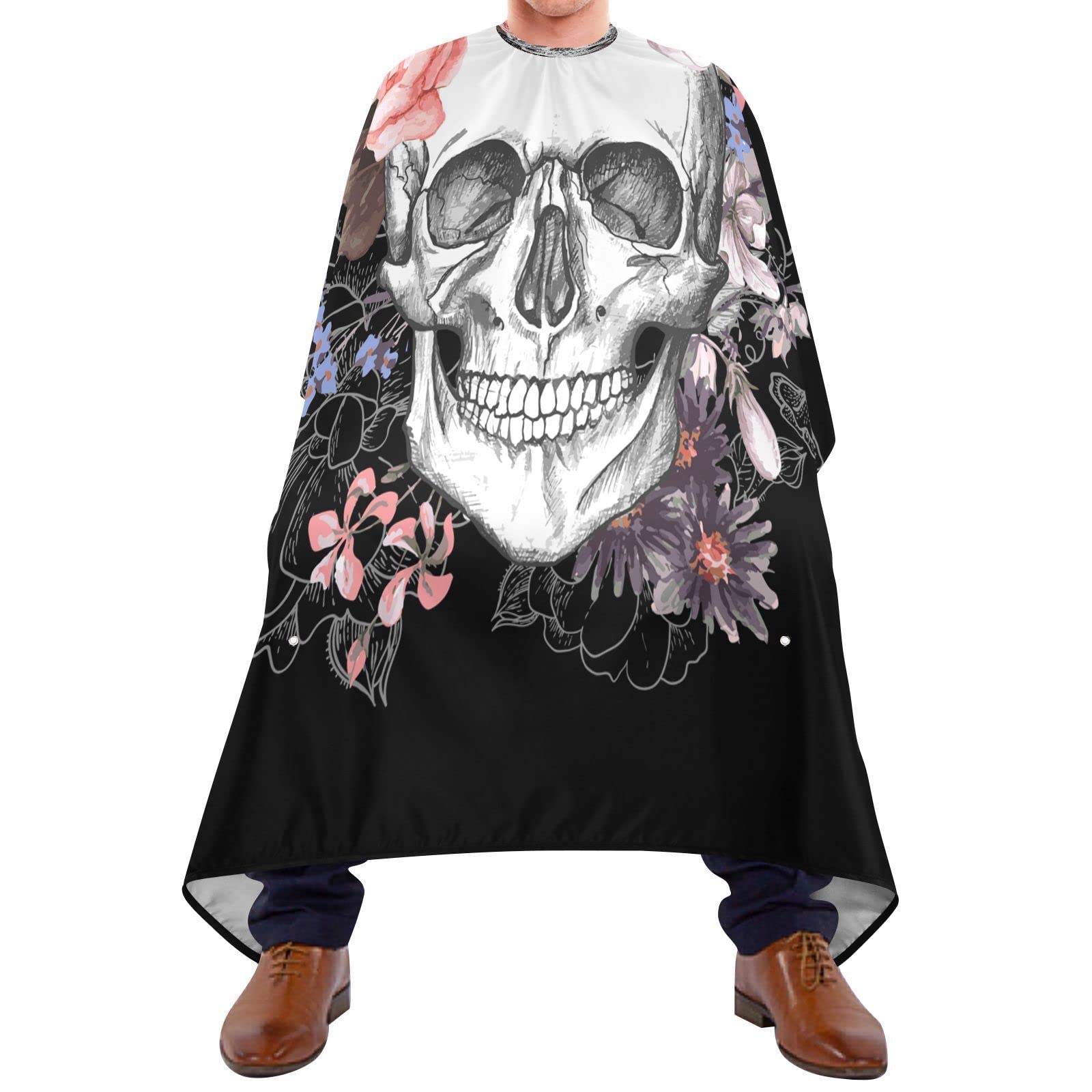 Capa De Peluquería Profesional 140x168cm, Calavera De Azúcar Flor Capa De Corte De Pelo Impermeable Personalizada Capa De Barbero Profesional, Para Peinados, El Cabello