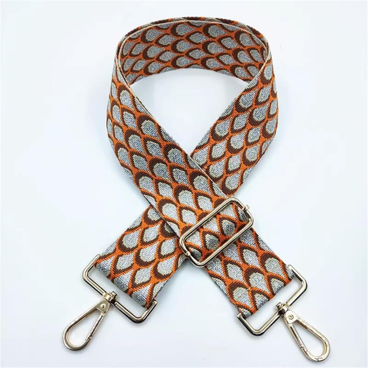 GROGG Canvas Wide Purse Straps Replacement Adjustable Crossbody Gold Hardware Canvas Shoulder Strap For Women Scale pattern (D)