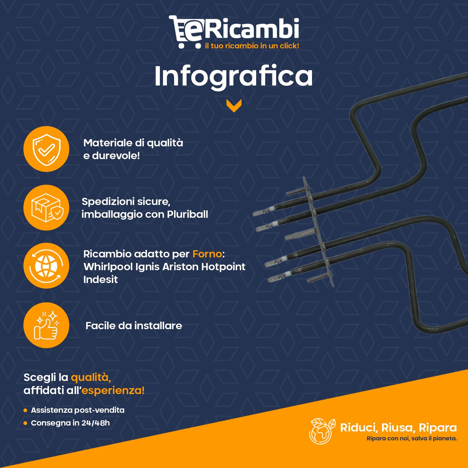 Resistenza Elettrica Superiore Forno 900W + 1600W - Compatibile Con Ariston, Hotpoint, Whirlpool E Altri