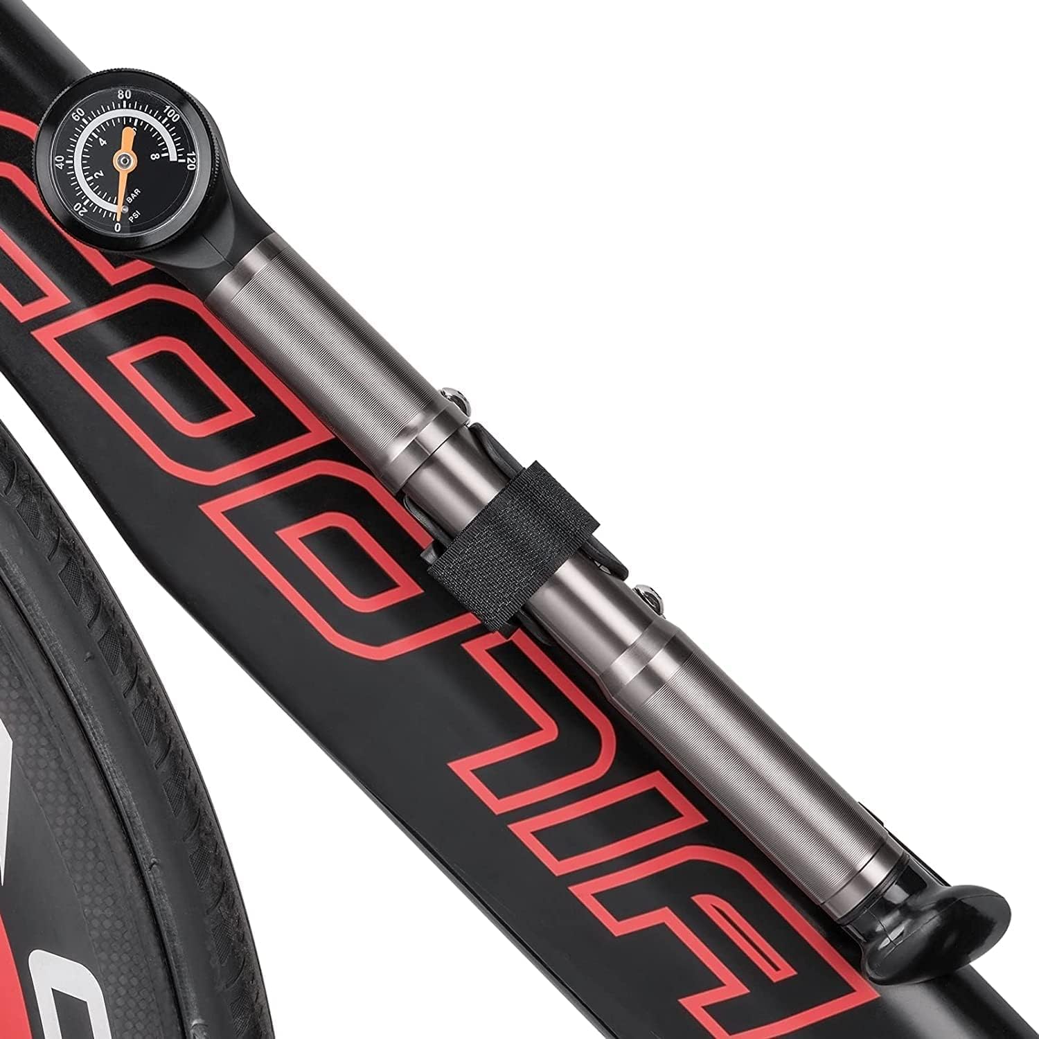 CXWXC Pompa per bicicletta mini pompa per bicicletta da 120 psi con manometro, pompa a telaio per valvole Presta e