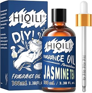 HIQILI Jasmine Tea Essential Oil 100ml - Fragrance Oil for Diffuser, Aromatherapy, Candle Scents for Candle Making, Soap Making - Floral Long Lasting Scent 3.38 Fl Oz