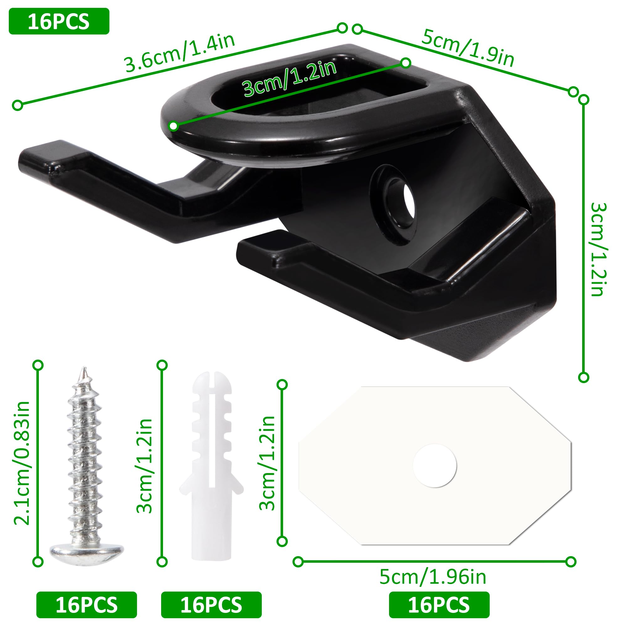 Porta Cappelli da Parete Portacappelli Autoadesivo con Viti Ganci Nero per Cappelli Porta Cappelli per Berretti da Baseball 16 Pezzi