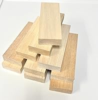 BINOS 10 Pack Unfinished Balsa Wood Blocks for Crafts - 5 7/8 x 2 x 3/4 Inch Smooth Rectangles for Carving, Whittling & DIY Projects