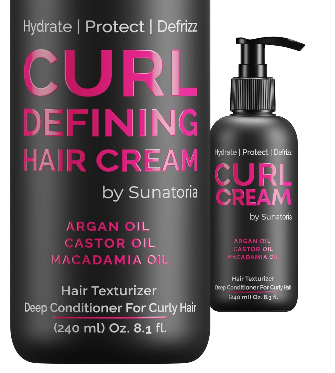SUNATORIA Curl Cream – Leave-in Moisturizer for Wavy & Curly Hair – Curl Defining & Frizz Control – With Macadamia & Argan Oil – Texturizer for Dry Hair – Curly Hair Products
