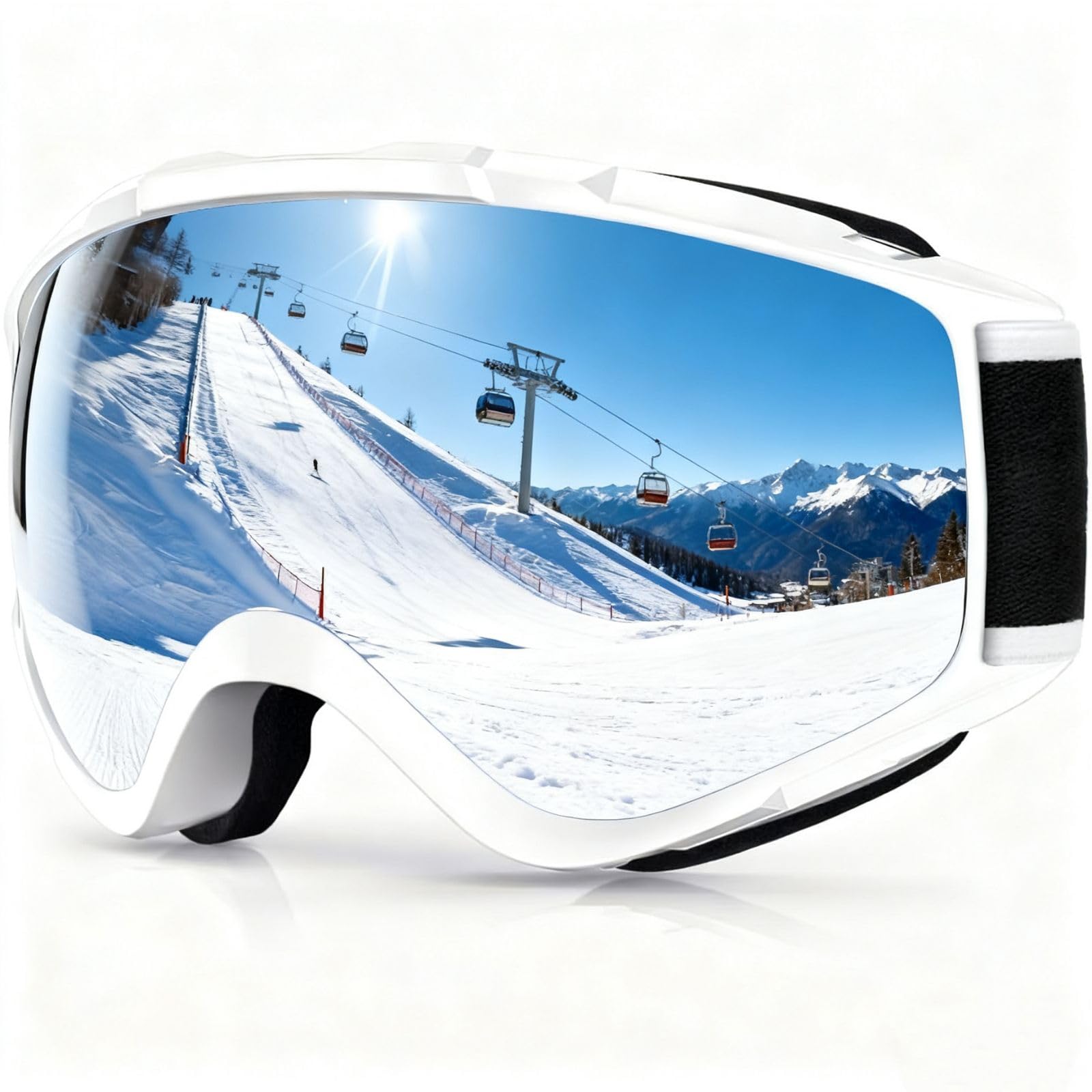 Gogle narciarskie dla mężczyzn i kobiet, ochrona OTG UV400, podwójne soczewki przeciwmgielne, sferyczne soczewki do jazdy na nartach i snowboardzie