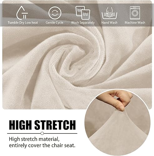 Miniatura 9 de Juego de 6 fundas para sillas de comedor de terciopelo elástico, con respaldo curvo moderno, protector para sillón decorativo para sala de estar,