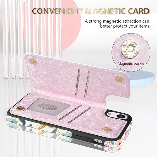 Miniatura 3 de NNH Funda tipo cartera compatible con iPhone XR con bloqueo RFID, ranuras para tarjetas, funda de piel sintética, función atril, doble cierre