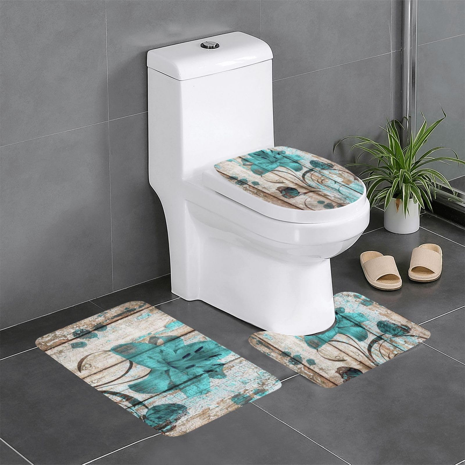 Tapis de sol anti-humidité bleu sarcelle pour cuisine et salle de bain
