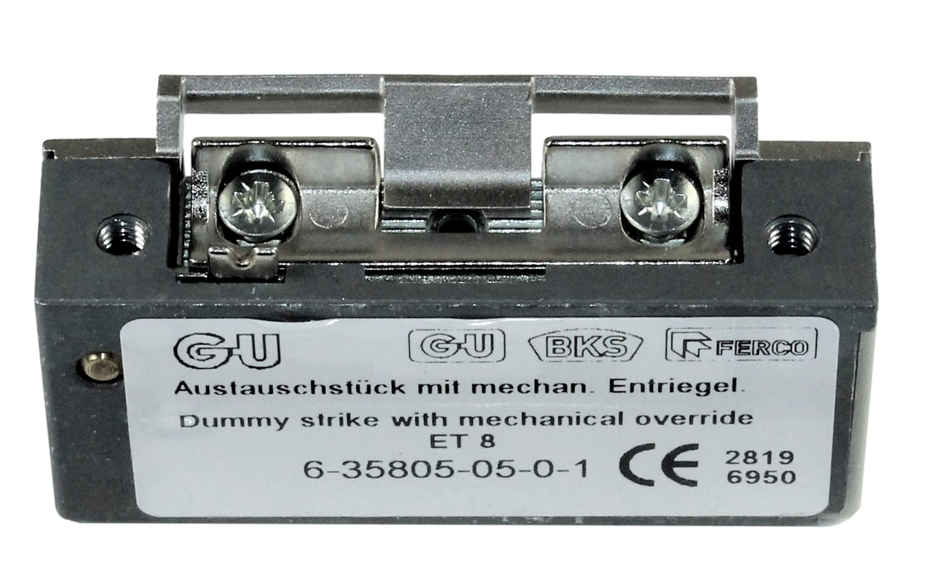 GU/BKS Türöffner Austauschstück mit Fallengleitdeckel, mit mechanischer Entriegelung/Tagesfalle ohne Stromanschluss ET8
