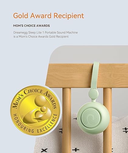 Miniatura 2 de Dreamegg Máquina de sonido para bebé, máquina de ruido blanco para asiento de coche, chupete de sueño para bebé con 19 sonidos relajantes y luz de
