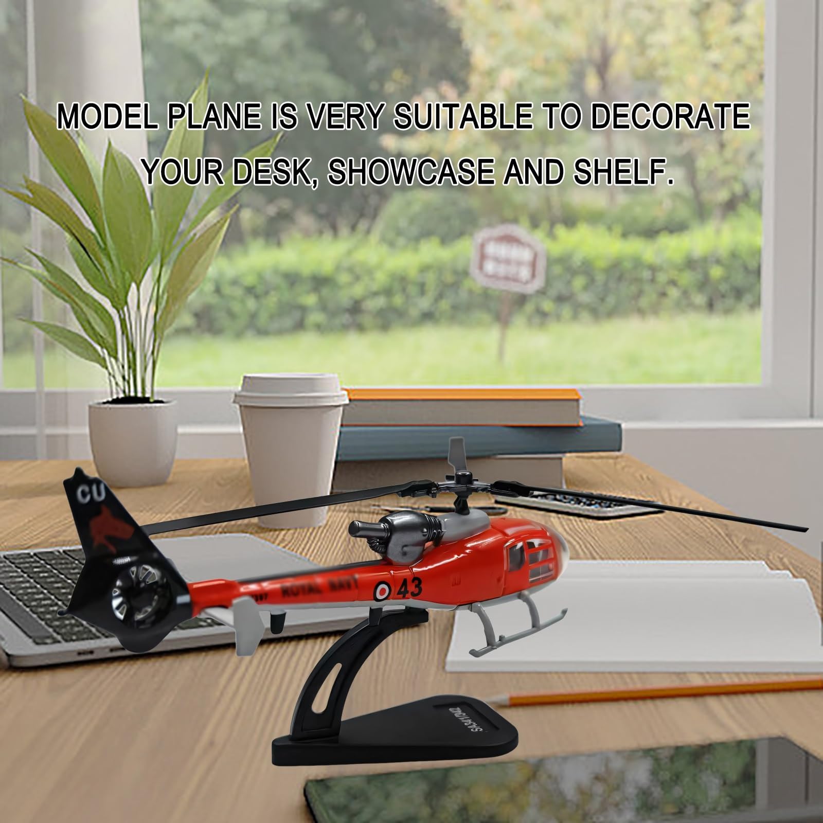 Modello elicottero SA341 in scala 1:100 collezione in lega Pale rotanti, decorazione for display tavolo for adulti, regalo perfetto for gli appassionati aviazione regalo compleanno