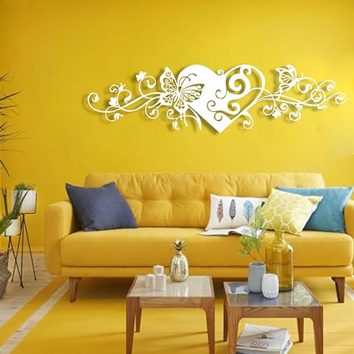 Miniatura 5 de Arte de pared de metal, arte de pared de corazón de metal, decoración de pared de mariposa de metal, arte de pared de corazón y mariposa, esculturas