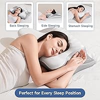 Vista 5 de Almohada cervical para el cuello para aliviar el dolor, almohada de espuma viscoelástica de contorno con soporte ergonómico para el cuello, almohada