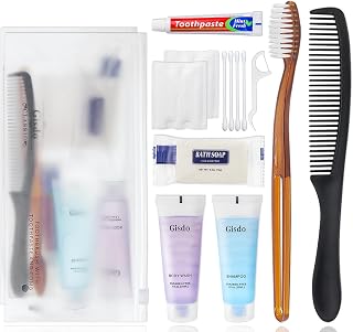 Gisdo 50-Pack 10-in-1 Toiletry Kits - Hygiene Travel Kits for Men, Women, Charity, Homeless Care Packages