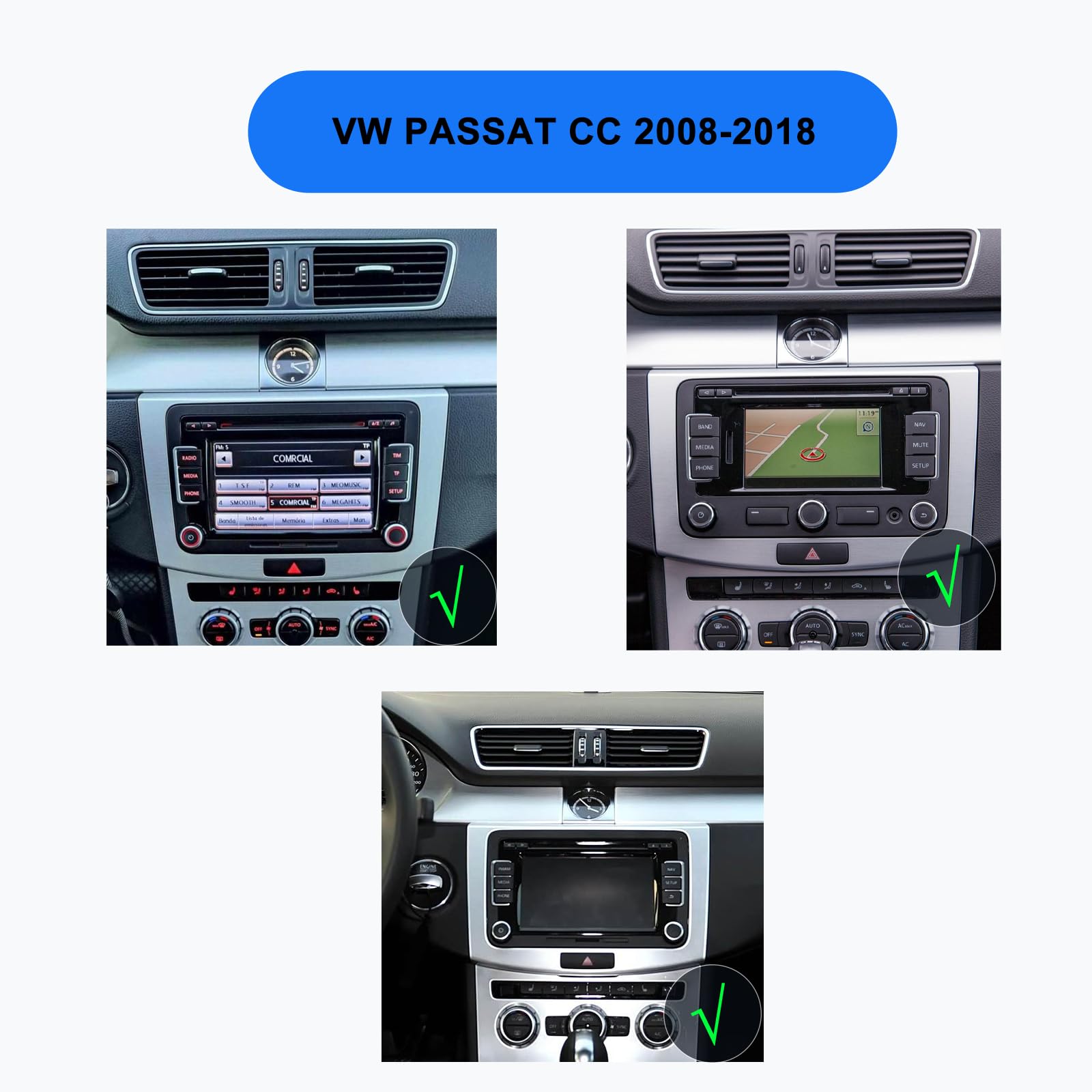 Radio Android 15 para VW Passat CC 2008-2018, 9 Pulgadas 2 DIN, 4+64 GB