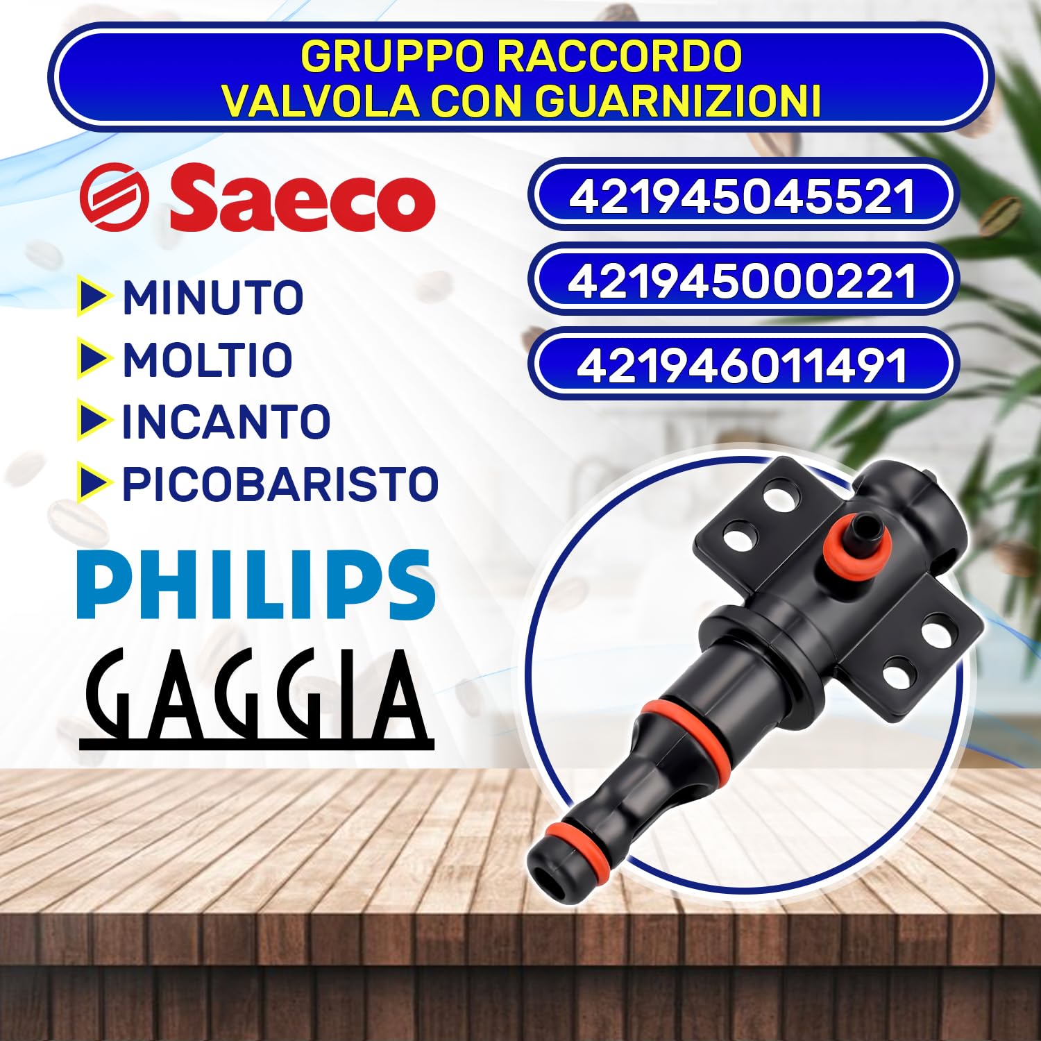 MONTERAL Gruppo Raccordo Valvola con Guarnizioni V3 2Bar per Macchina Caffè Automatica con Codice Originale 421946011491 per Gaggia per Saeco per Philips - Garanzia di 10 Anni