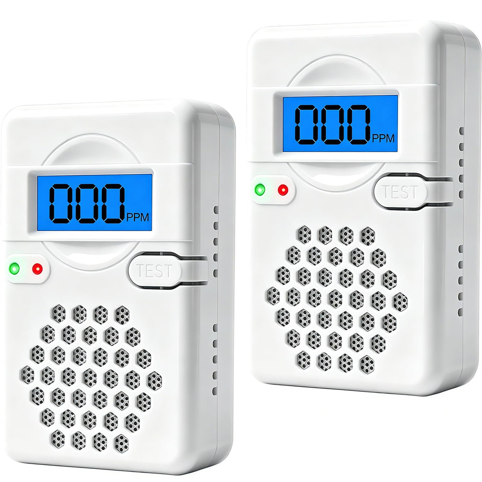 2 Packs Carbon Monoxide Alarm Detectors, CO Detectors with Digital Display & Replaceable Battery, 85dB Loud Portable Carbon Monoxide Alarm for Home Garage Office RV