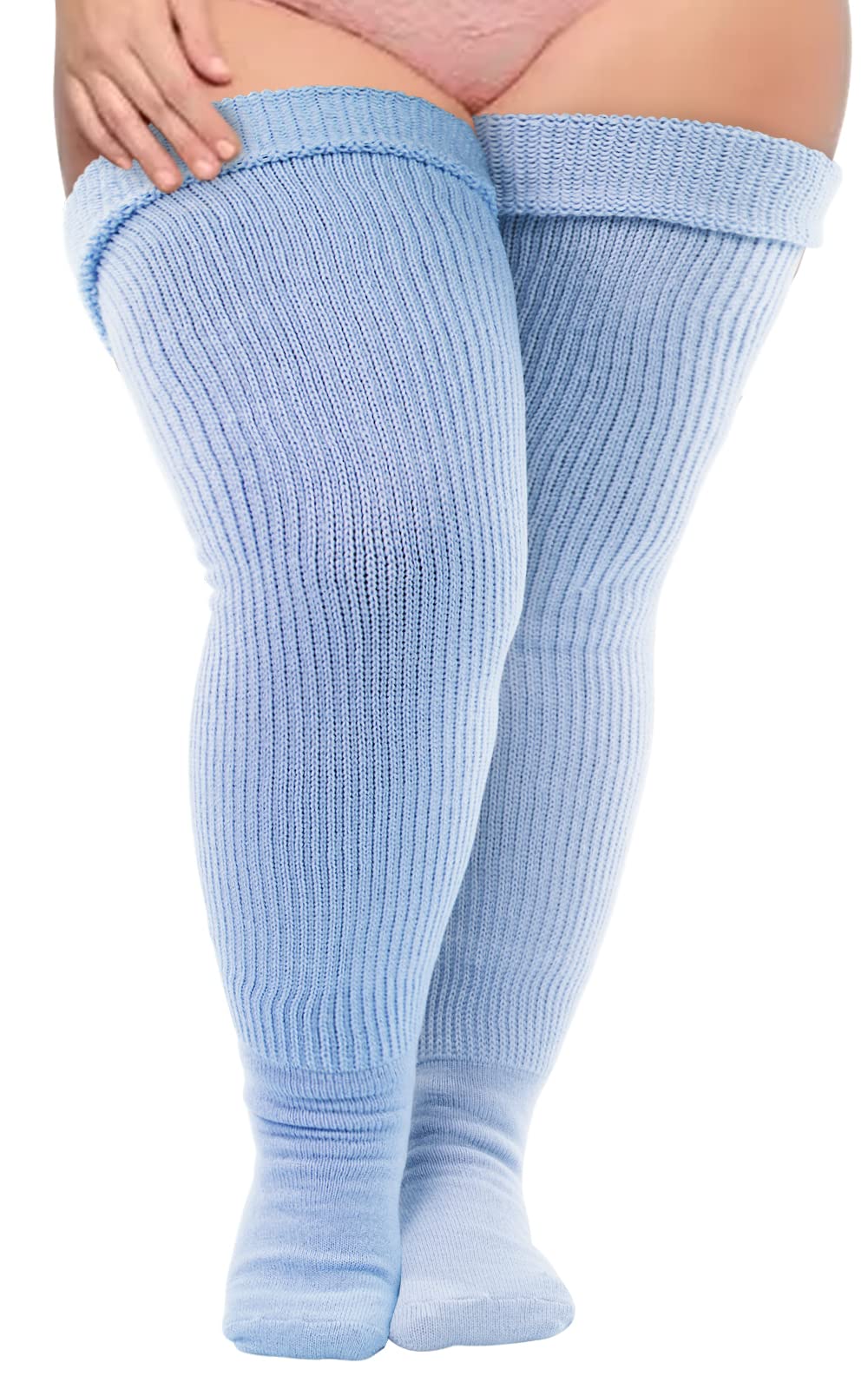 Neoviancia Plus Size Thigh High Socks for Thick Thighs Women- Thigh Highs Widened Extra Long Thick Knit Socks