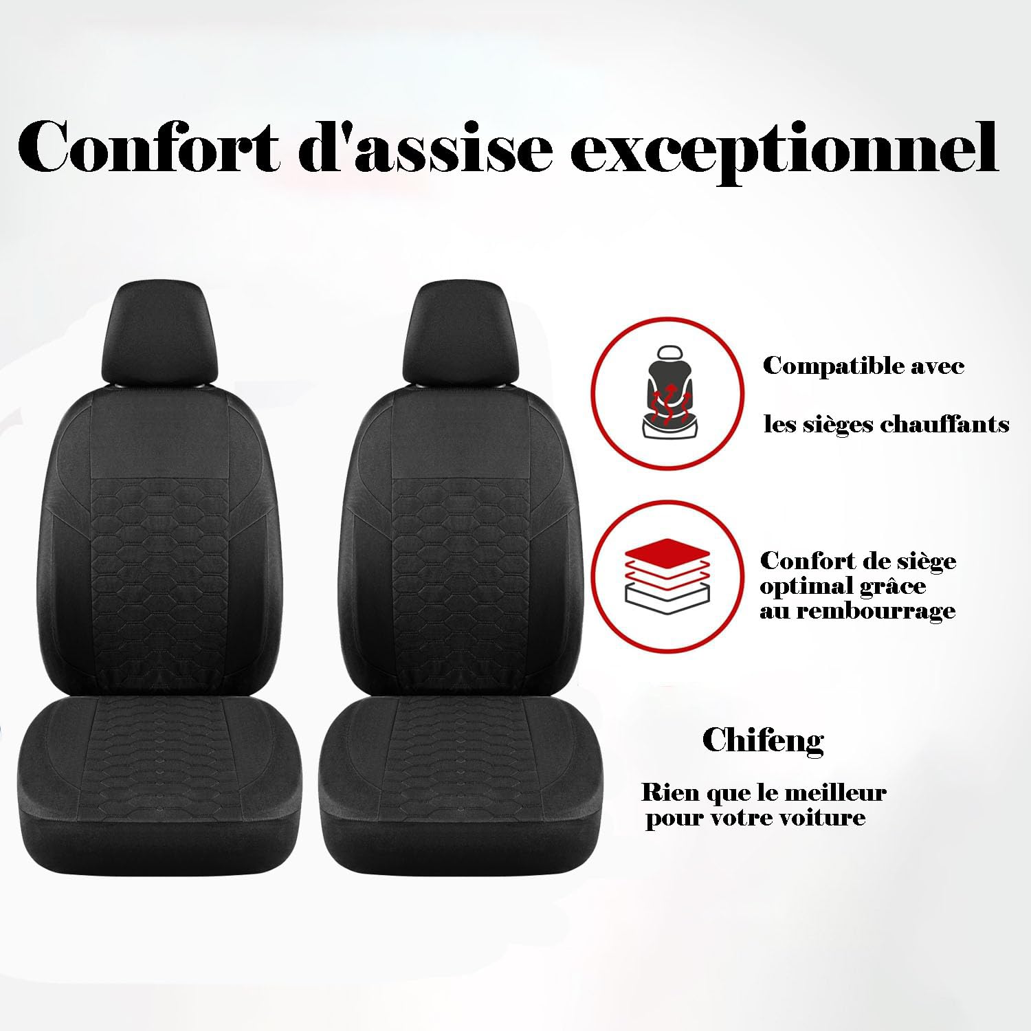 Lot de 5 Housses de siège de Voiture pour Isuzu D-Max Compatible airbag, Respirant, Facile à Installer et à Nettoyer. (Noir)
