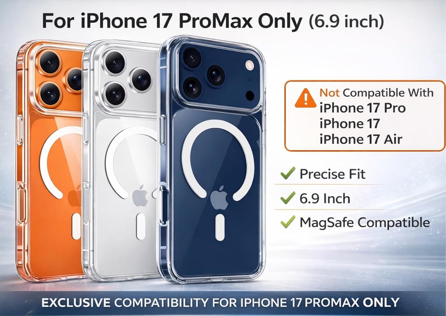 Phone Case for iPhone 17 Pro max Clear Magnetic Case, MagSafe Compatible, Anti-Yellowing Shockproof Military-Grade Transparent Protective Cover – 6.3 inch - Image 2