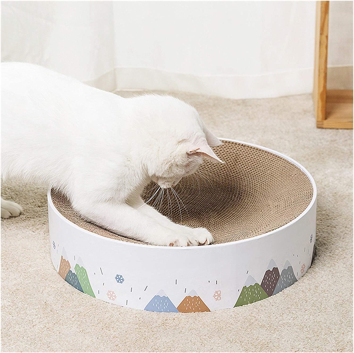 Tiragraffi Per Gatti Cartone Tiragraffi Tondo Per Gatti Di Qualità Superiore In Cartone E Per La Costruzione Portatile Soggiorno(33 * 33 * 3.5cm)