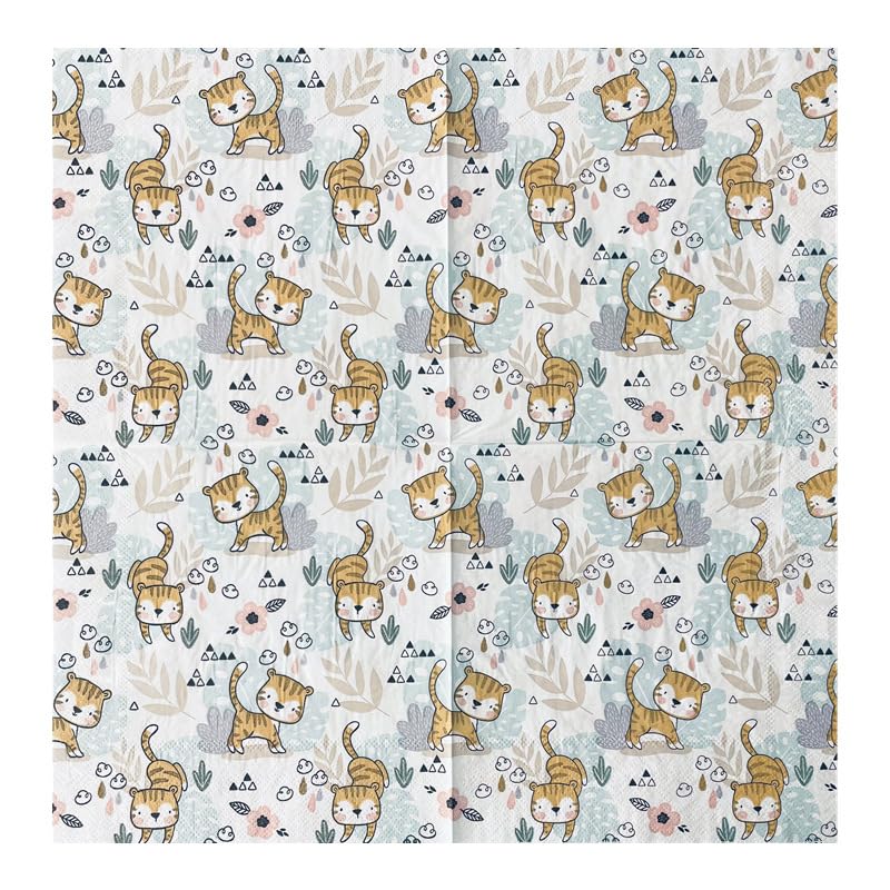 Tovaglioli di Carta Tigre Rosa Nero Tovaglioli per Decoupage Decorati Tovaglioli Bar Compleann Carta Lgienica Tovagliolo Decorazione Da Tavola Usa e getta Per Matrimoni Feste 30 Packs(33x33cm)