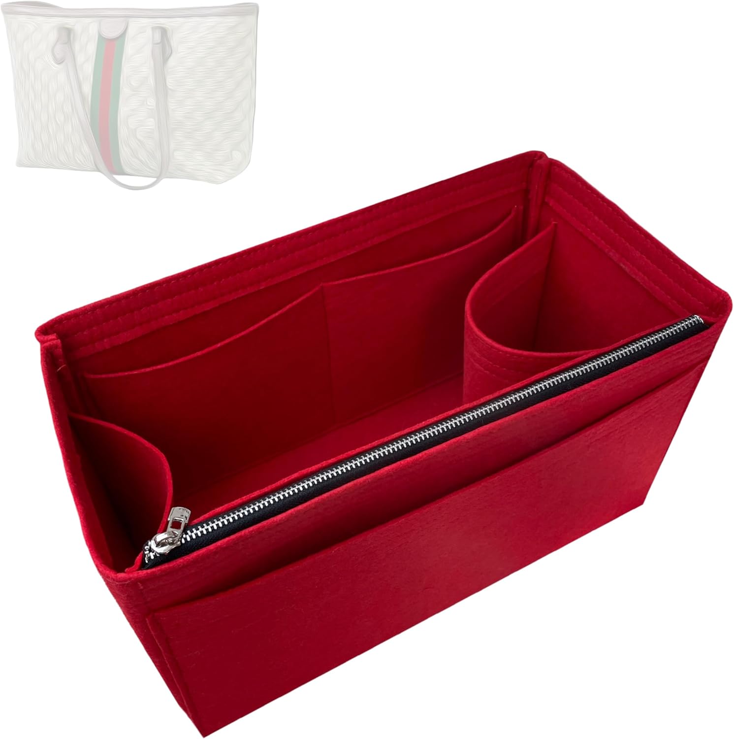 Divitize Premium Purse Organizer compatible with Ophidia Medium/Large Tote — Handmade Insert Perfect Fit, 24+ Color, Gold Zipper, Double Layered Base, Full Coverage (Cream, XL)