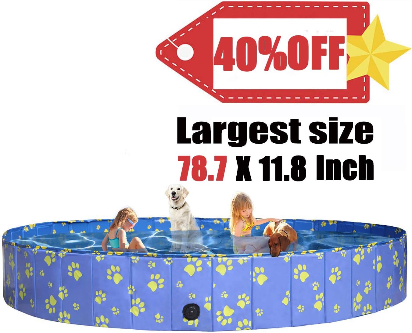 Pro Goleem Foldable Dog Pool Collapsible Bath Tub for Dogs and Kids