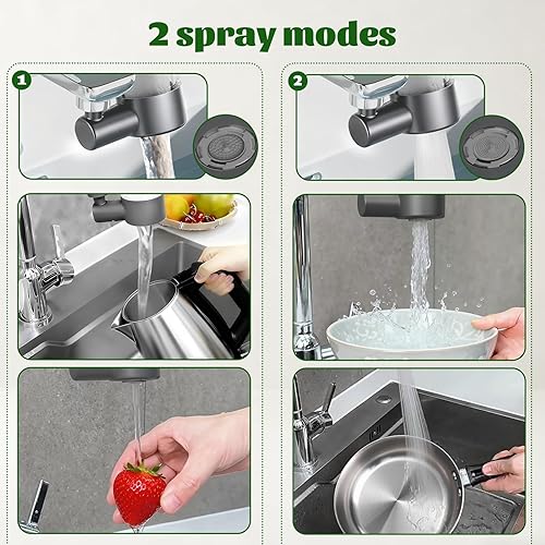 Miniatura 4 de Filtro de agua para grifo de fregadero, filtro de grifo de 2 modos de pulverización, filtro de agua del grifo para cocina y baño, 3 filtros de