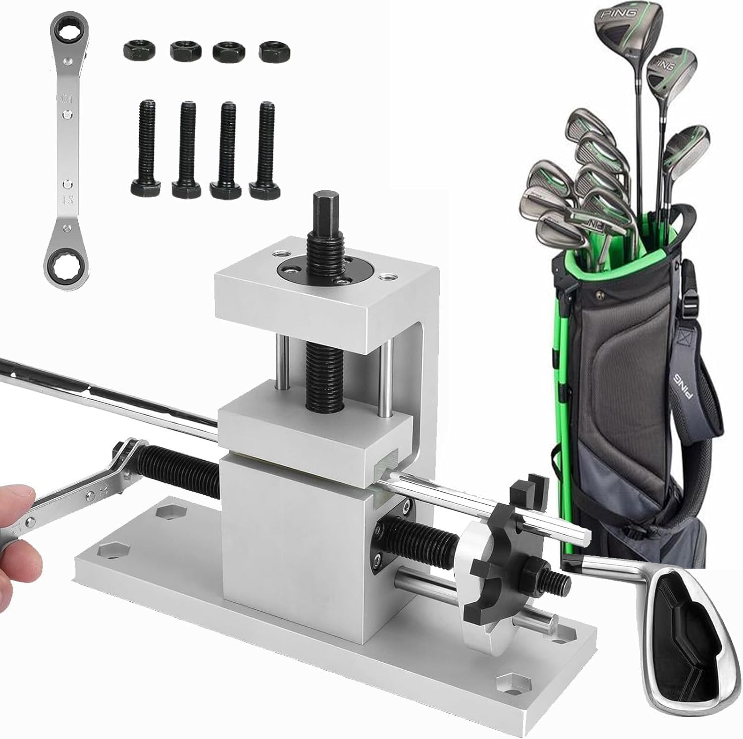Golf Club Vise Clamp,Golf Head Shaft Separator,Shaft Puller Golf Club Clamp Station,Club Grip Remover,Shaft Separator Re-Processing Tool