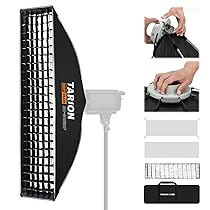 TARION Softbox Fotografico Bowens Pieghevole: Rettangolare Soft Box Sgancio Rapido Portatile con Griglia a Nido per Studio Flash a Slitta Diffusori Illuminazione(30x120cm)