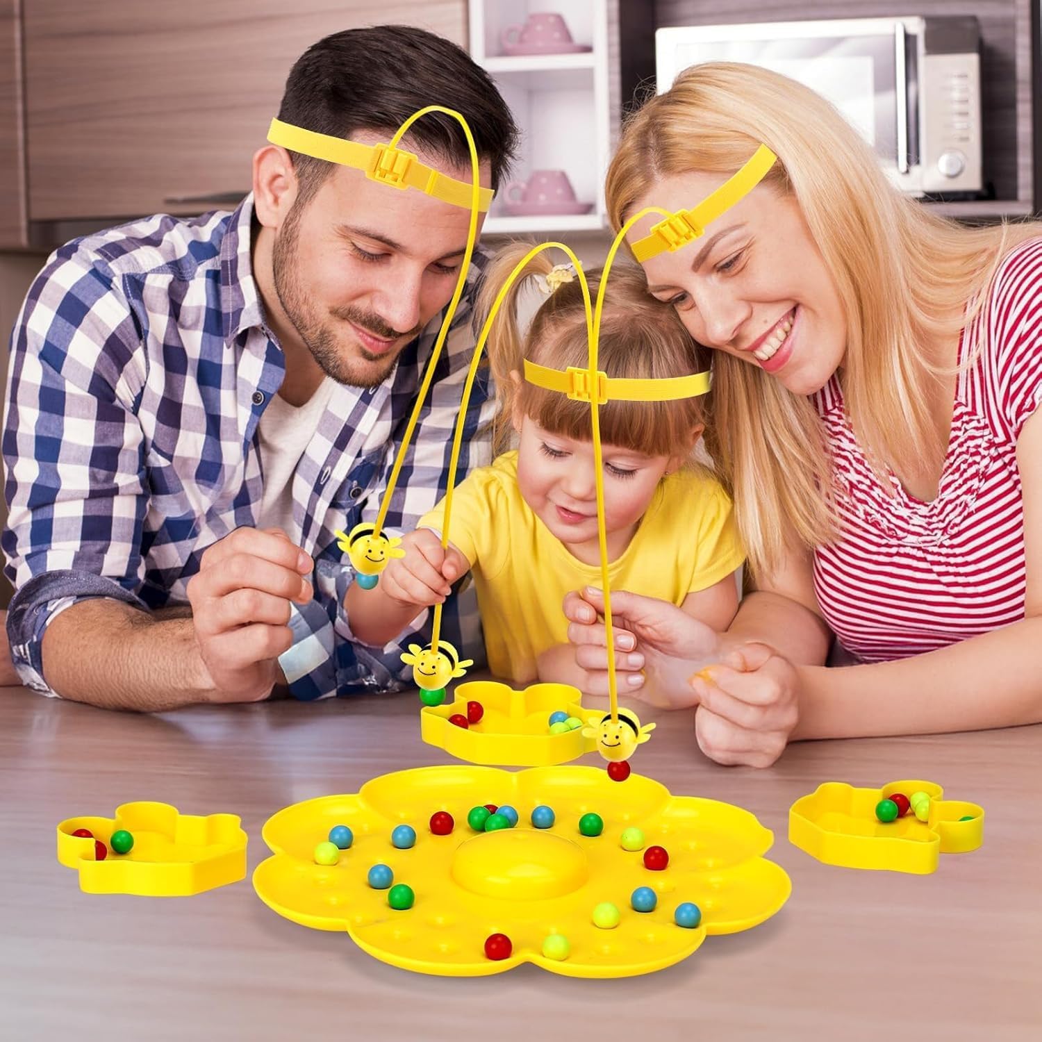 Magnetic Bee Bean Picking & Tabletop Fishing Game，Adjustable Headband, Educational Focus Toy Ages3+, Family Party Travel Games for Indoor/Outdoor，White Elephant Gift for Adults