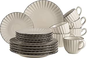 Mäser, Série Nola - Service De Table Moderne Pour 6 Personnes - Blanc Avec Bord Noir - 12 Pièces Avec Assiettes Plates Et Assiettes Creuses - Service De Table Rond - Blanc