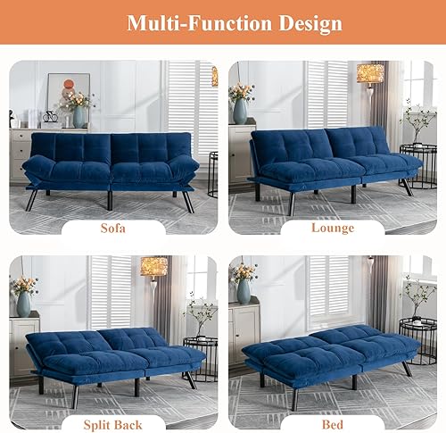 Miniatura 4 de Anwick Sofá cama tipo futón convertible, sofá cama de 71 pulgadas con respaldo ajustable, moderno sofá biplaza para sala de estar compacta,