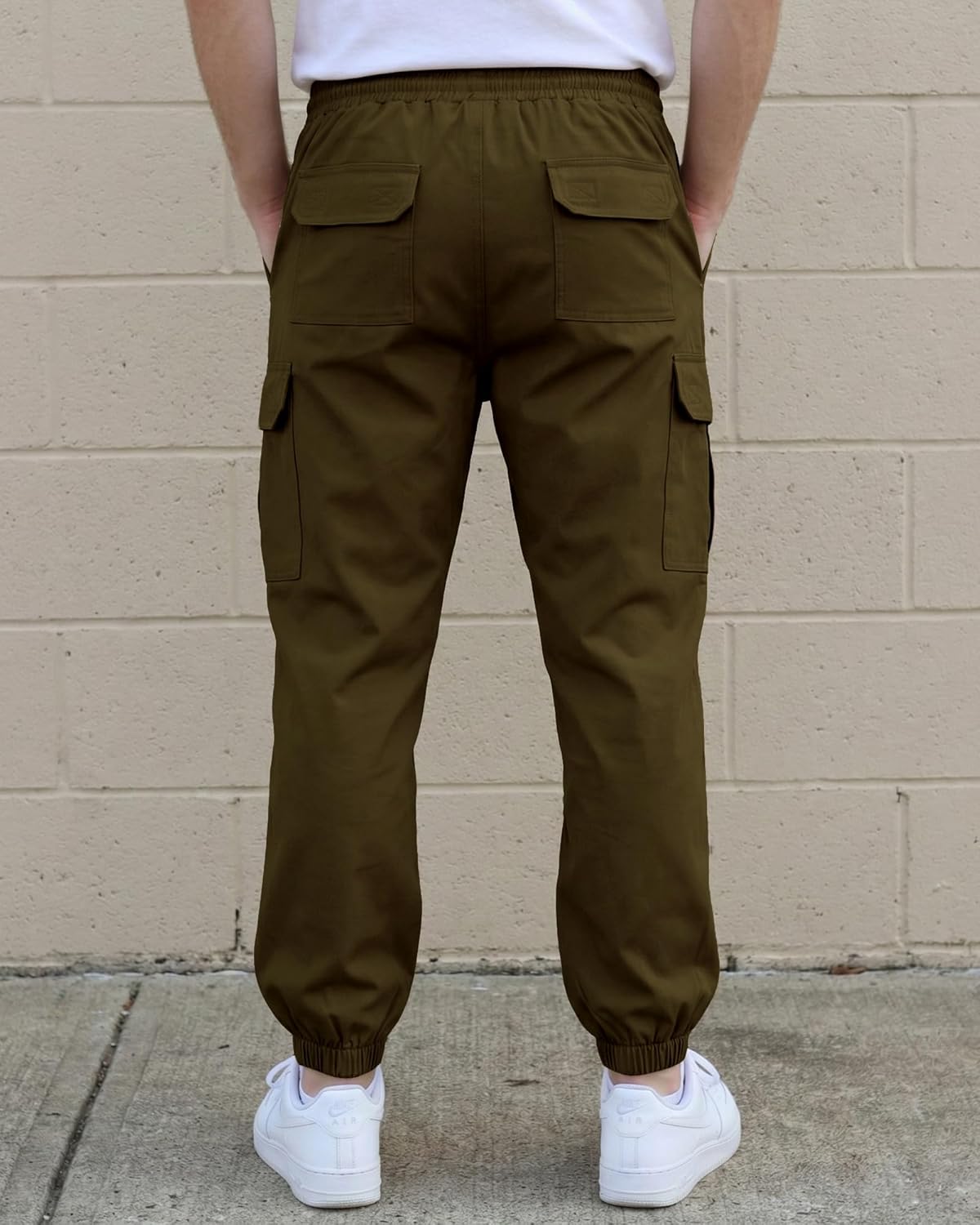 Mens Jogger Pants Casual Lightweight Cargo Pants Drawstring Elastic Waist Tapered Leg Pants with Pockets - Image 3