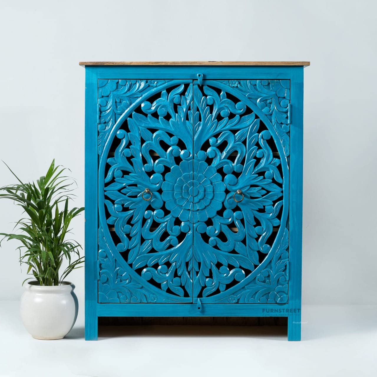 Double Door Side Board Cabinet with 3 Shelf Storage for Living Room Blue Distress Home Decor Funiture - 41d X 76w X 92h Centimeters-picture-21