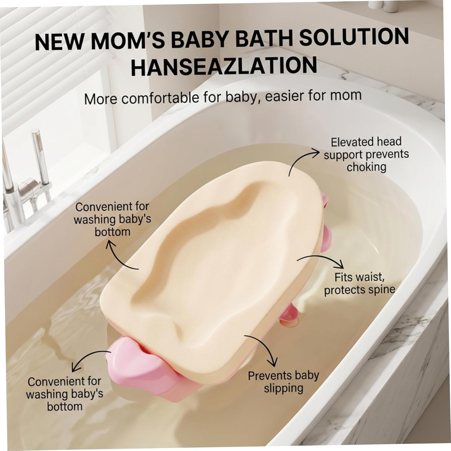 Baby Bath Sponge Extra Thick Soft Anti Slip Baby Bath Cushion Ideal for 0 12 Months Comfortable Newborn Support and Lying Down Pad
