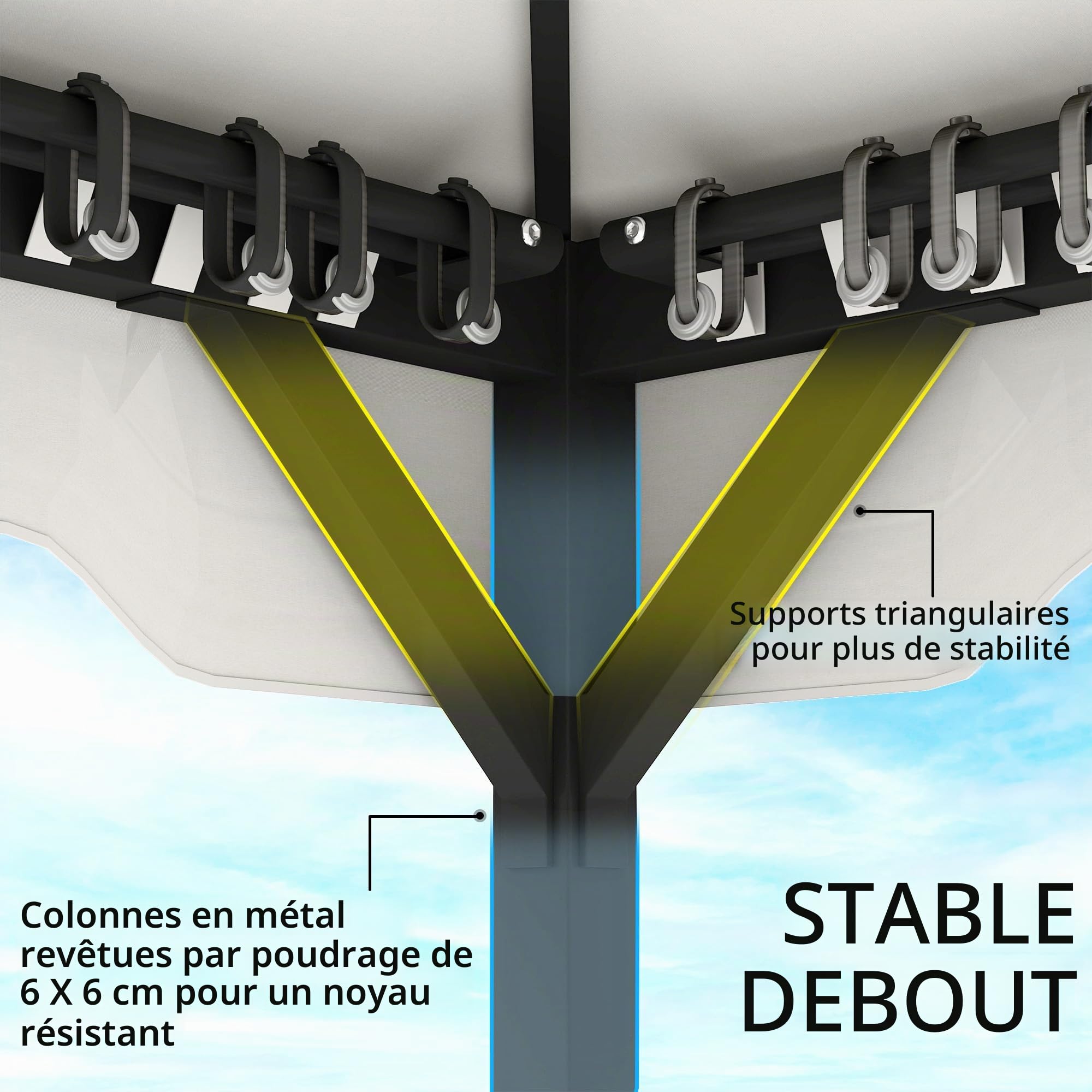 Outsunny Tonnelle de jardin 3x3,6 m, Pavillon de jardin Gazebo avec double toit, 4 parois latérales et moustiquaire, structure métallique, drainage, tente pour extérieur, terrasse, patio, gris clair