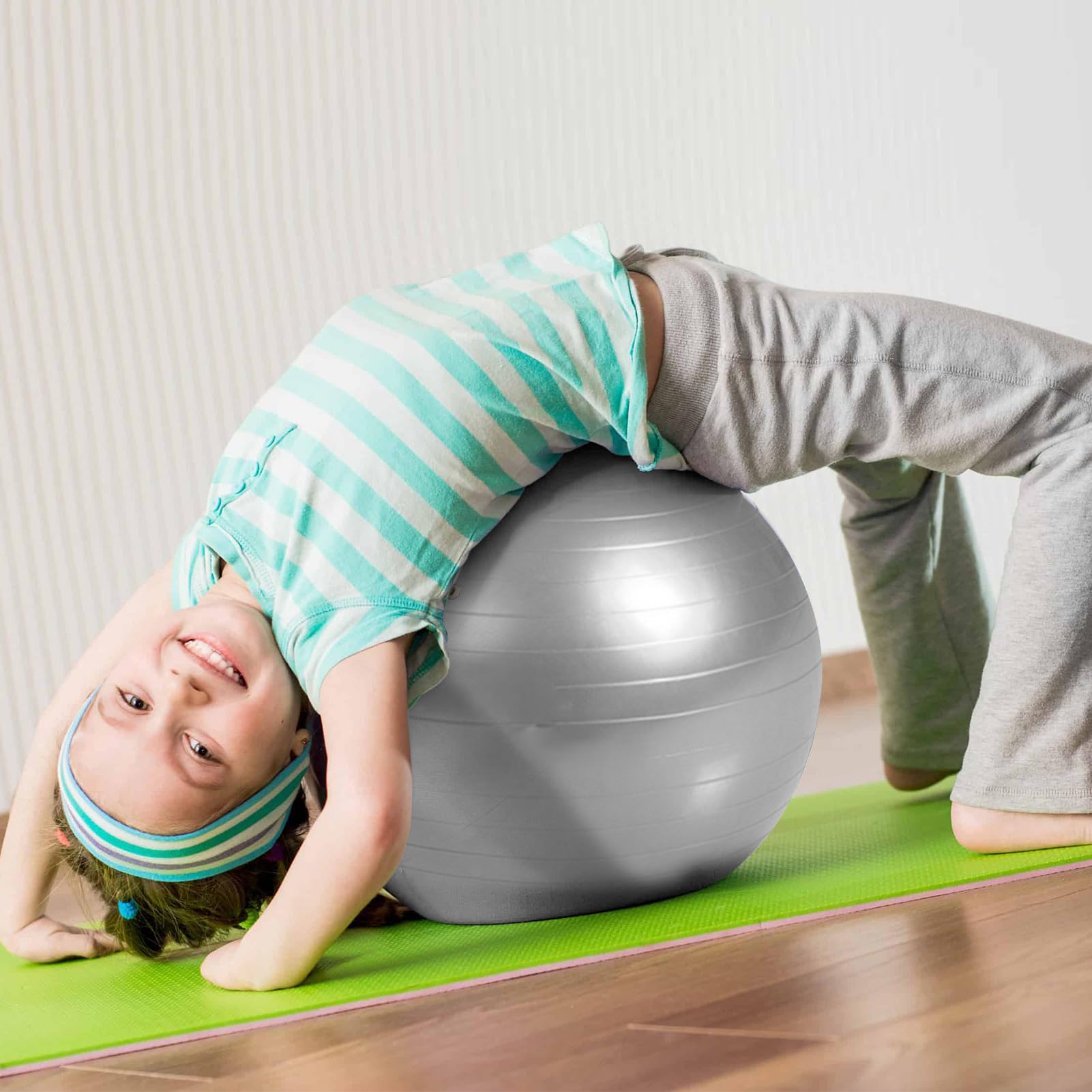 Pelota de fitness Salto Auxiliar - Pelota de Yoga Multifuncional Adicional Fitness - Pelota de Yoga Fitness - 250 kg de capacidad - Bola auxiliar multifuncional - Correas ajustables