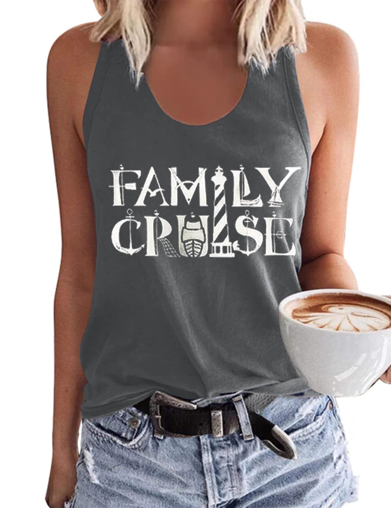 MHTORDibs On The Captain Anchor Tank Shirt Women O Neck Loose Boat Anchor Graphic Tank Tee Beach Sleeveless Racerback Vest