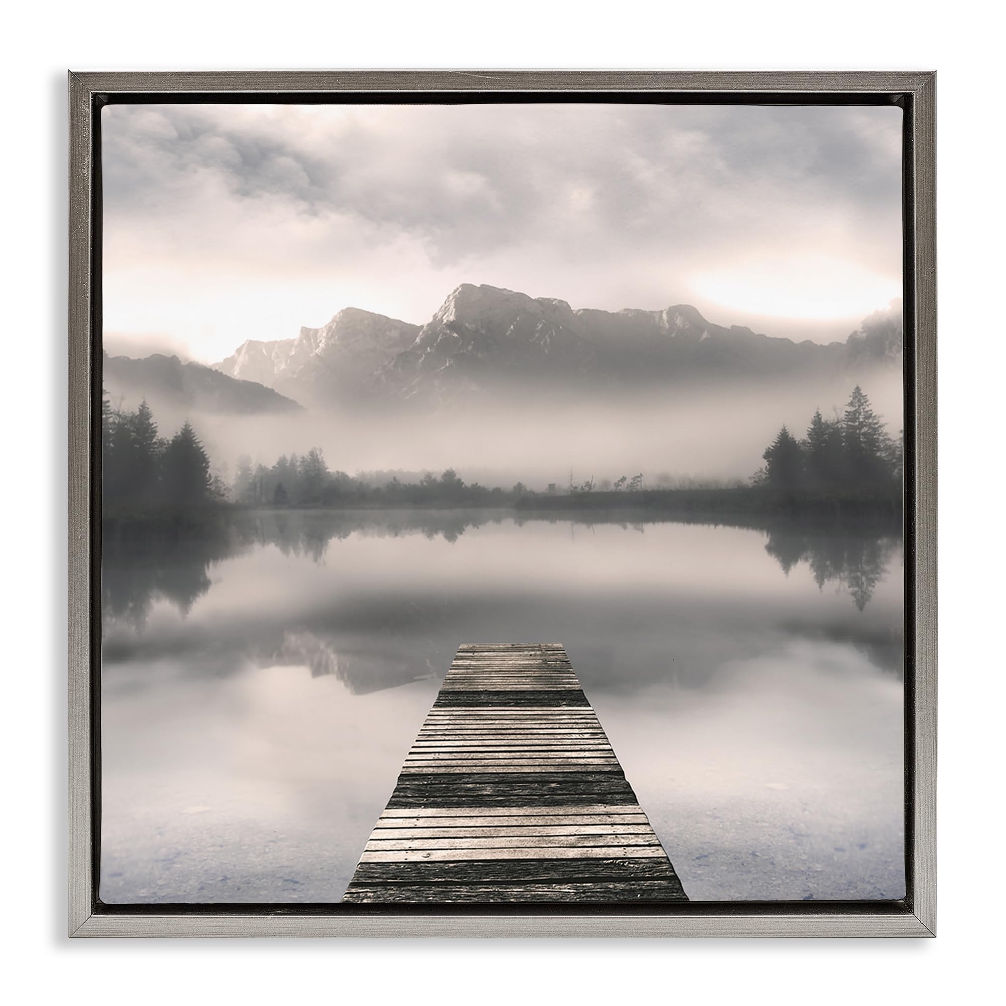 'Calm Reflective Waters & Mountains'| Floating Frame Canvas Art