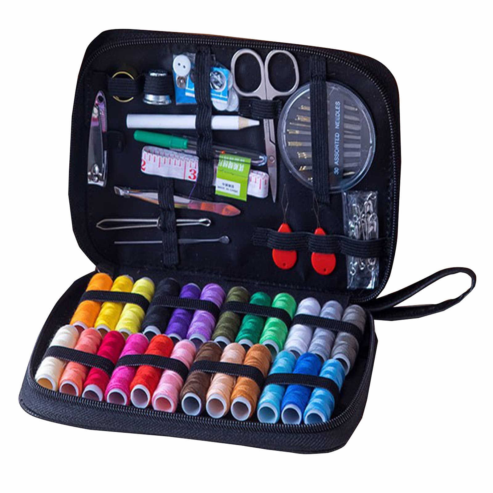 XBAOMINGSewing Kit, Portable Sewing Kit with Sewing Accessories, Suitable for Women, Men, Beginners,Black