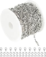 Vista 16 de UMAOKANG Cadenas chapadas en oro para hacer joyas, cadena de cable de acero inoxidable de 16.4 ft a granel con anillos de salto y cierres